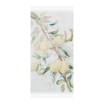 Lemon Awakening Watercolor Boho Beach Cloth | Coastal Fringe Scented Sanctuary - The Quiet Edit Studios