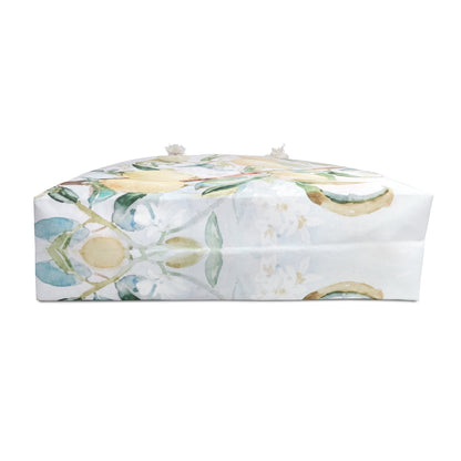 Lemon Awakening Watercolor Weekender Beach Bag | Citrus Botanical Tote - Scented Sanctuary - The Quiet Edit Studios