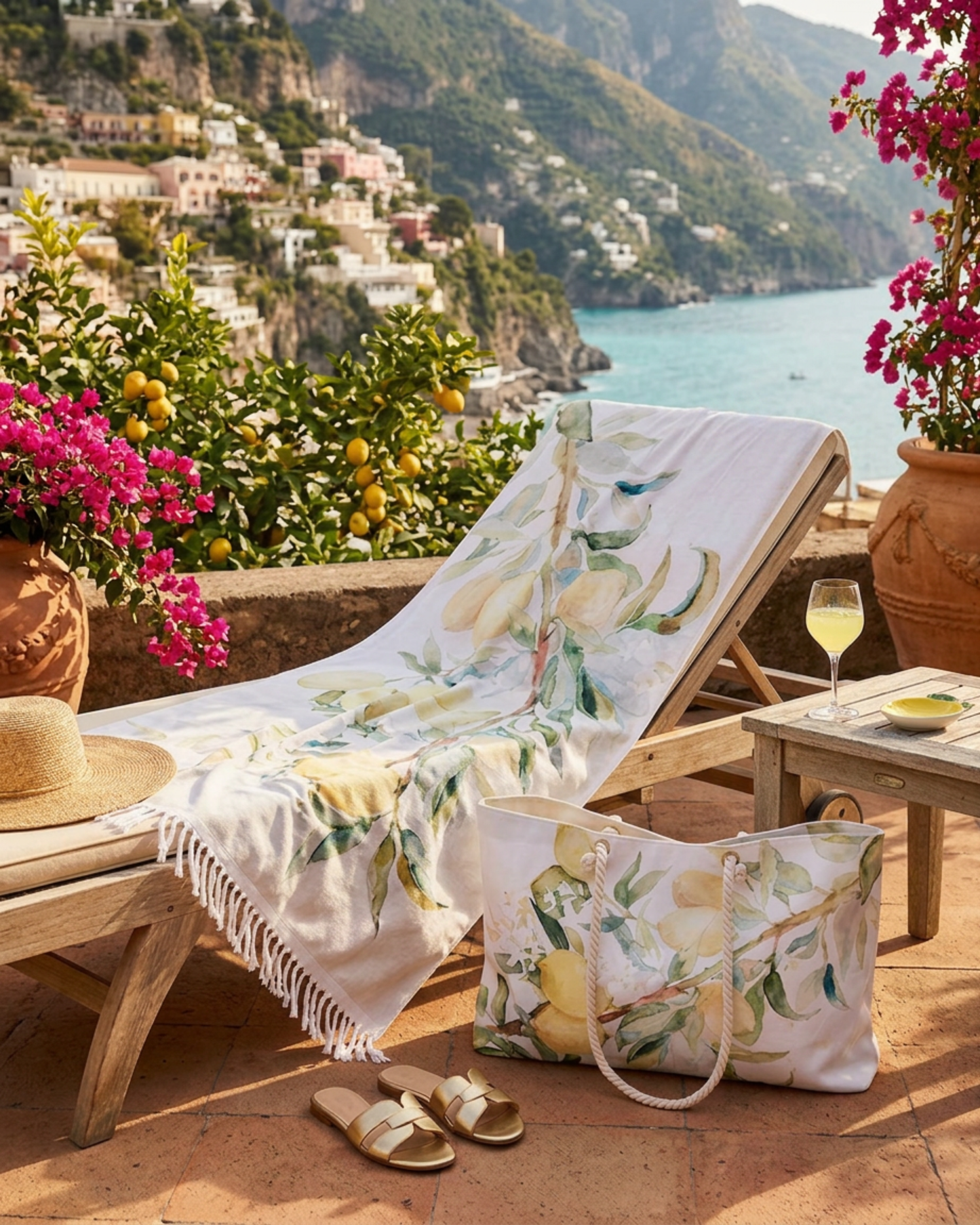 Lemon Awakening Watercolor Weekender Beach Bag | Citrus Botanical Tote - Scented Sanctuary - The Quiet Edit Studios