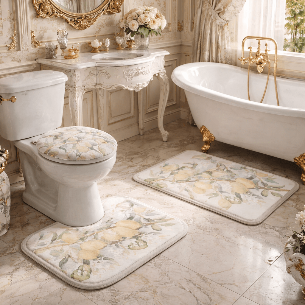 Luxurious Dazzling Lemon Toilet Three - Piece Set - The Quiet Edit Studios