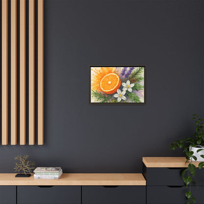 Orange Slice Lavender Floral - Canvas, Framed | Citrus Watercolor Wall Art - The Quiet Edit Studios