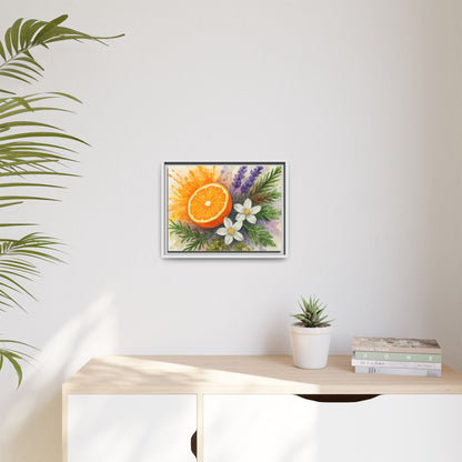 Orange Slice Lavender Floral - Canvas, Framed | Citrus Watercolor Wall Art - The Quiet Edit Studios