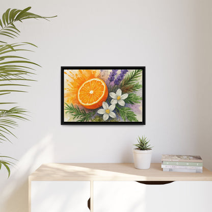 Orange Slice Lavender Floral - Canvas, Framed | Citrus Watercolor Wall Art - The Quiet Edit Studios