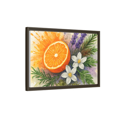 Orange Slice Lavender Floral - Canvas, Framed | Citrus Watercolor Wall Art - The Quiet Edit Studios