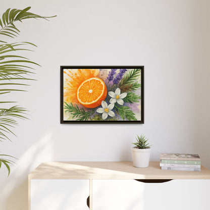 Orange Slice Lavender Floral - Canvas, Framed | Citrus Watercolor Wall Art - The Quiet Edit Studios