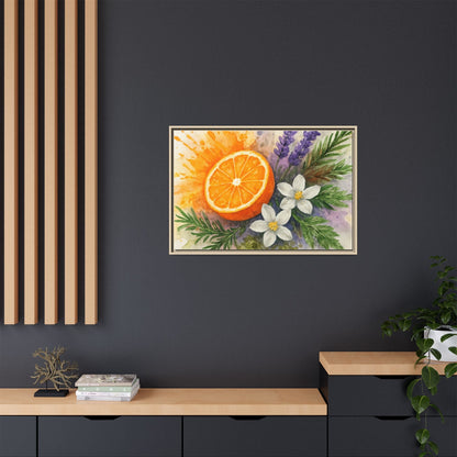 Orange Slice Lavender Floral - Canvas, Framed | Citrus Watercolor Wall Art - The Quiet Edit Studios