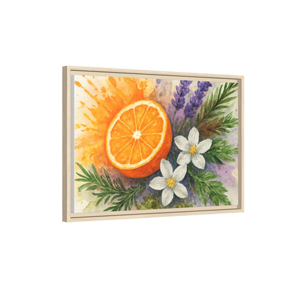 Orange Slice Lavender Floral - Canvas, Framed | Citrus Watercolor Wall Art - The Quiet Edit Studios