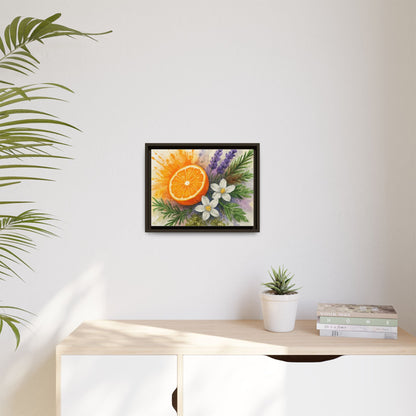 Orange Slice Lavender Floral - Canvas, Framed | Citrus Watercolor Wall Art - The Quiet Edit Studios