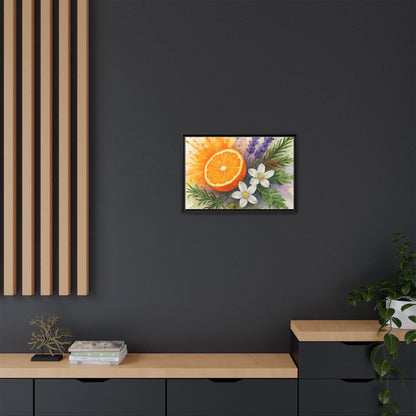 Orange Slice Lavender Floral - Canvas, Framed | Citrus Watercolor Wall Art - The Quiet Edit Studios