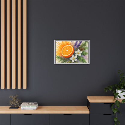 Orange Slice Lavender Floral - Canvas, Framed | Citrus Watercolor Wall Art - The Quiet Edit Studios