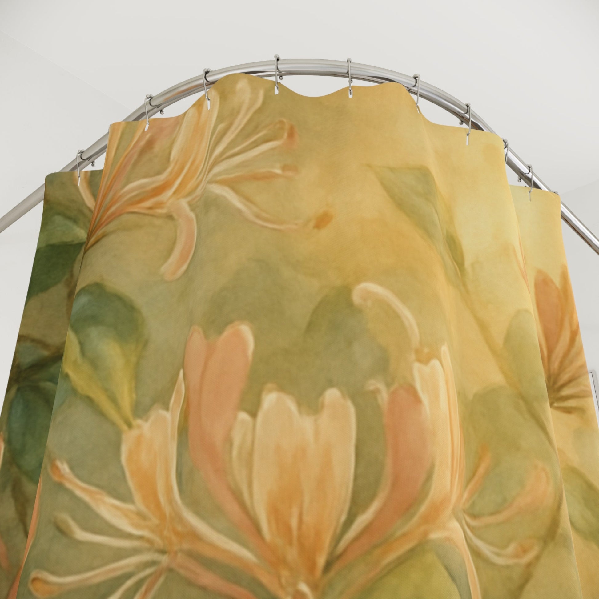 Peach Honeysuckle Floral Shower Curtain | Botanical Vine Bathroom Decor - The Quiet Edit Studios
