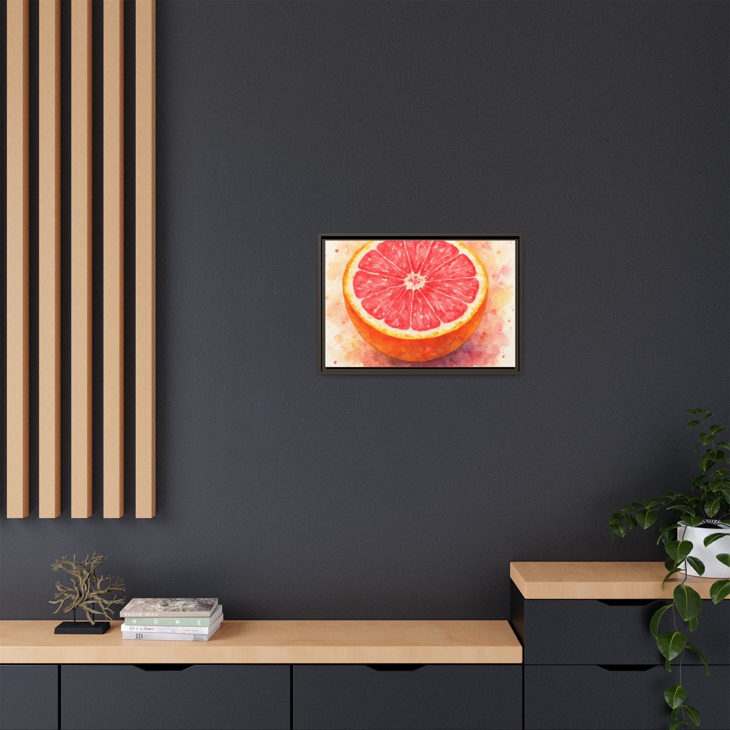 Pink Grapefruit Watercolor Matte Canvas Framed | Fruit Wall Art - The Quiet Edit Studios