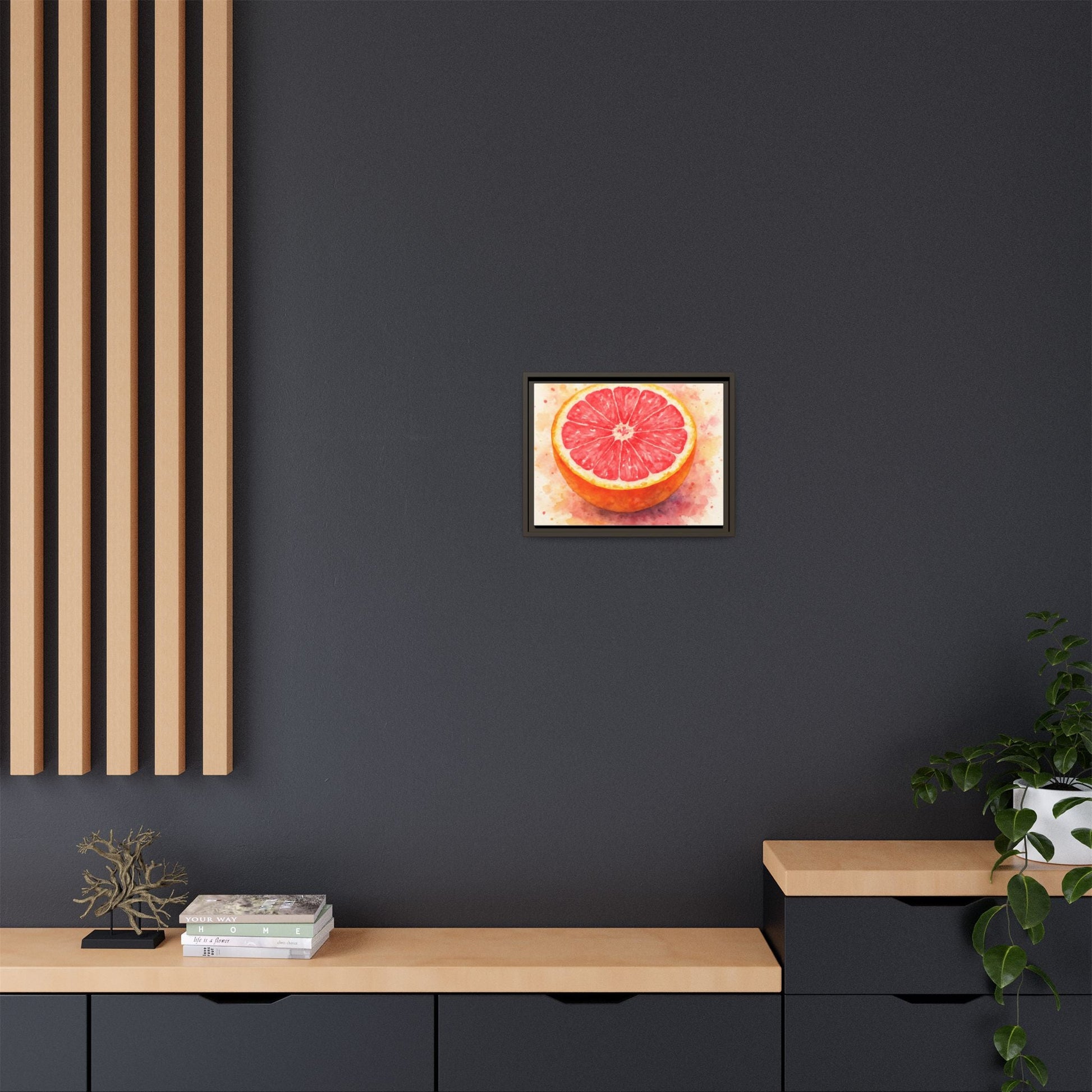 Pink Grapefruit Watercolor Matte Canvas Framed | Fruit Wall Art - The Quiet Edit Studios