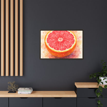 Pink Grapefruit Watercolor Matte Canvas Framed | Fruit Wall Art - The Quiet Edit Studios
