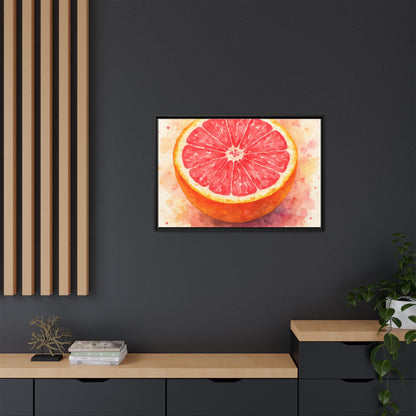 Pink Grapefruit Watercolor Matte Canvas Framed | Fruit Wall Art - The Quiet Edit Studios