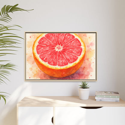 Pink Grapefruit Watercolor Matte Canvas Framed | Fruit Wall Art - The Quiet Edit Studios