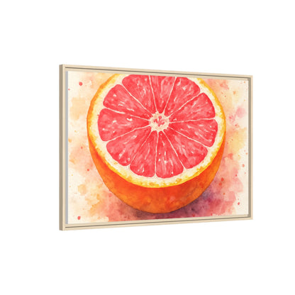 Pink Grapefruit Watercolor Matte Canvas Framed | Fruit Wall Art - The Quiet Edit Studios