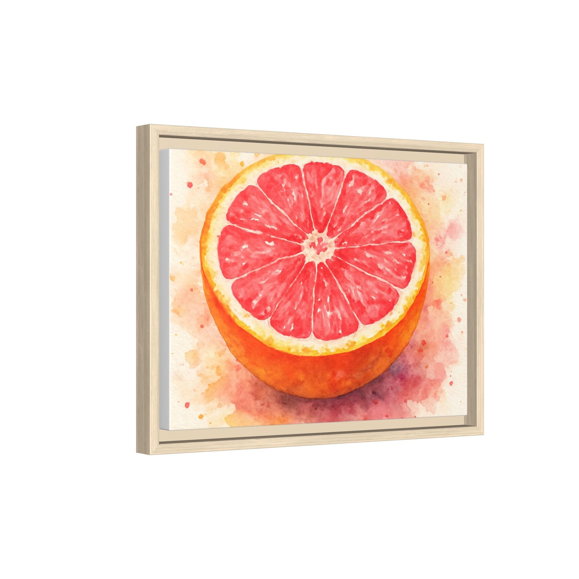 Pink Grapefruit Watercolor Matte Canvas Framed | Fruit Wall Art - The Quiet Edit Studios