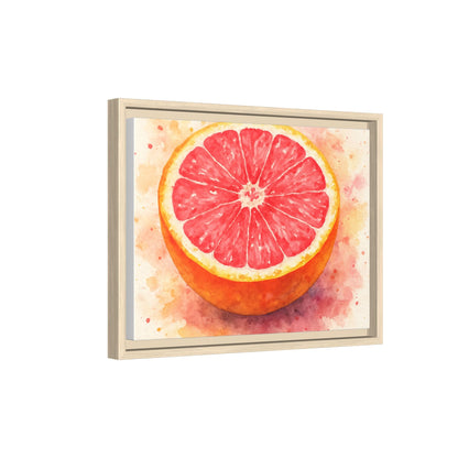 Pink Grapefruit Watercolor Matte Canvas Framed | Fruit Wall Art - The Quiet Edit Studios