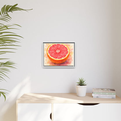 Pink Grapefruit Watercolor Matte Canvas Framed | Fruit Wall Art - The Quiet Edit Studios