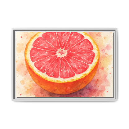 Pink Grapefruit Watercolor Matte Canvas Framed | Fruit Wall Art - The Quiet Edit Studios