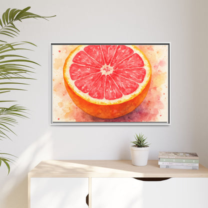 Pink Grapefruit Watercolor Matte Canvas Framed | Fruit Wall Art - The Quiet Edit Studios