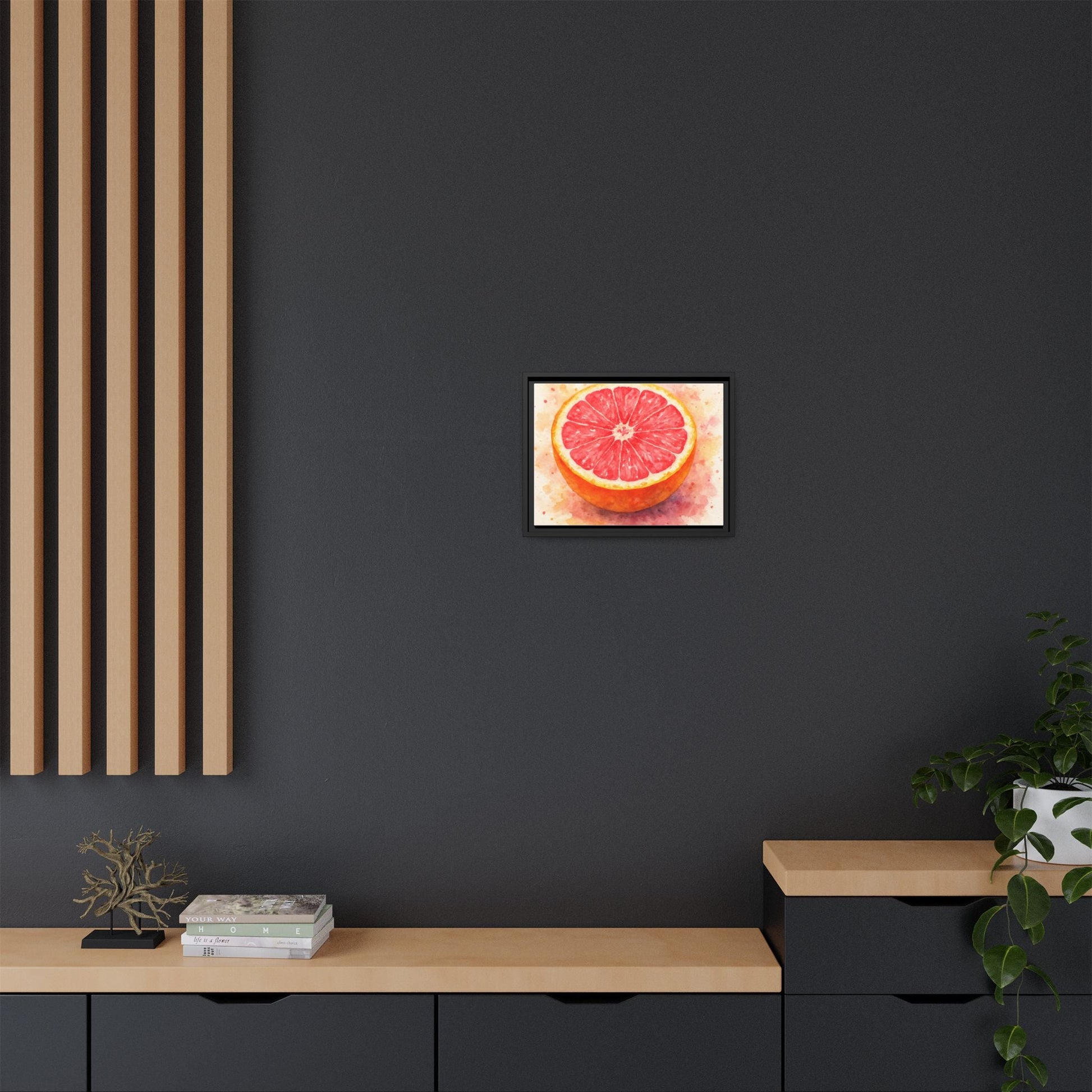 Pink Grapefruit Watercolor Matte Canvas Framed | Fruit Wall Art - The Quiet Edit Studios