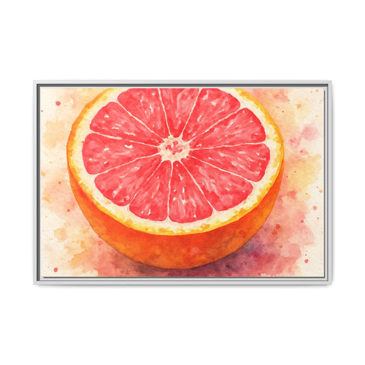 Pink Grapefruit Watercolor Matte Canvas Framed | Fruit Wall Art - The Quiet Edit Studios