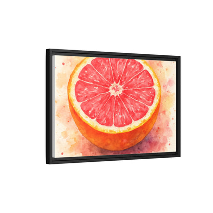 Pink Grapefruit Watercolor Matte Canvas Framed | Fruit Wall Art - The Quiet Edit Studios