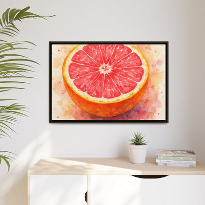 Pink Grapefruit Watercolor Matte Canvas Framed | Fruit Wall Art - The Quiet Edit Studios