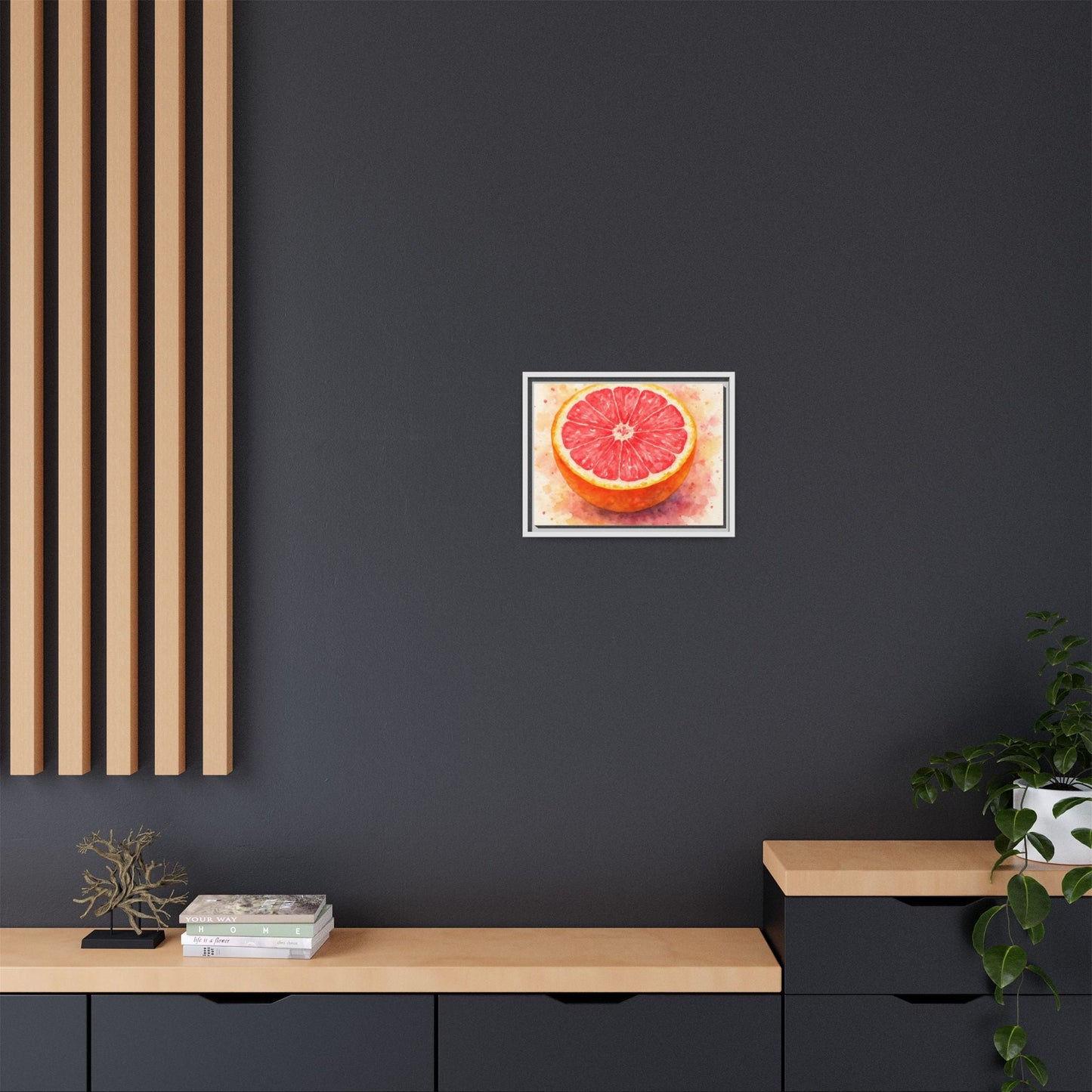 Pink Grapefruit Watercolor Matte Canvas Framed | Fruit Wall Art - The Quiet Edit Studios