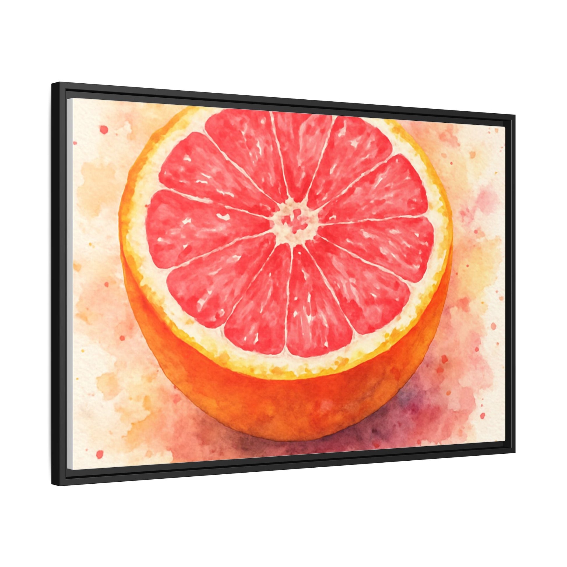 Pink Grapefruit Watercolor Matte Canvas Framed | Fruit Wall Art - The Quiet Edit Studios