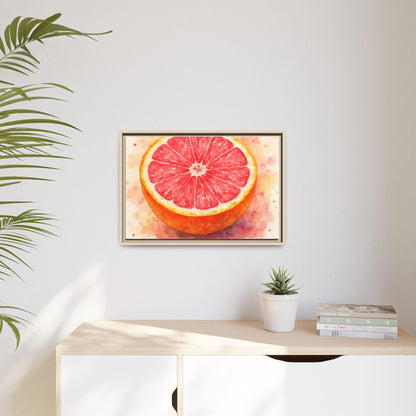 Pink Grapefruit Watercolor Matte Canvas Framed | Fruit Wall Art - The Quiet Edit Studios