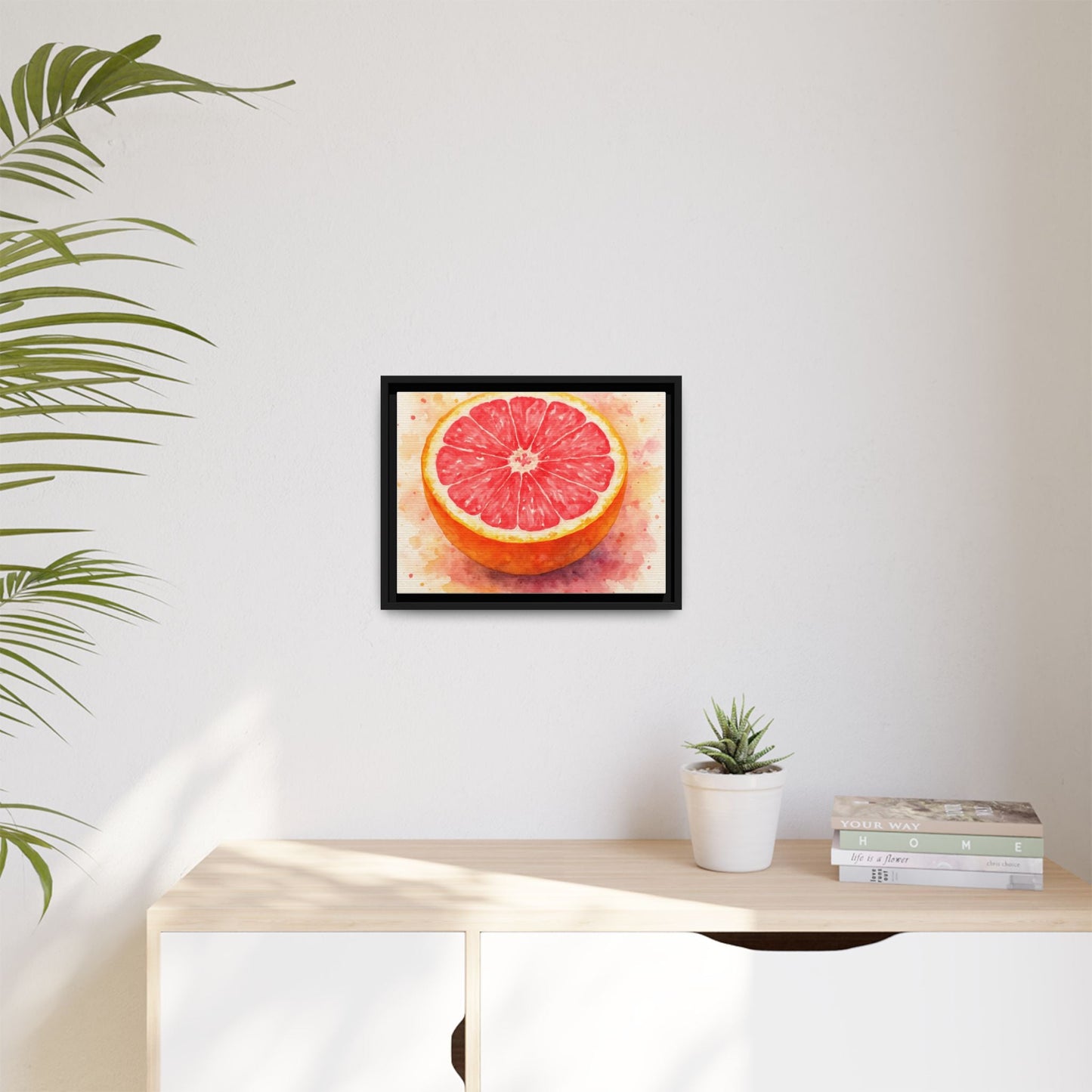 Pink Grapefruit Watercolor Matte Canvas Framed | Fruit Wall Art - The Quiet Edit Studios