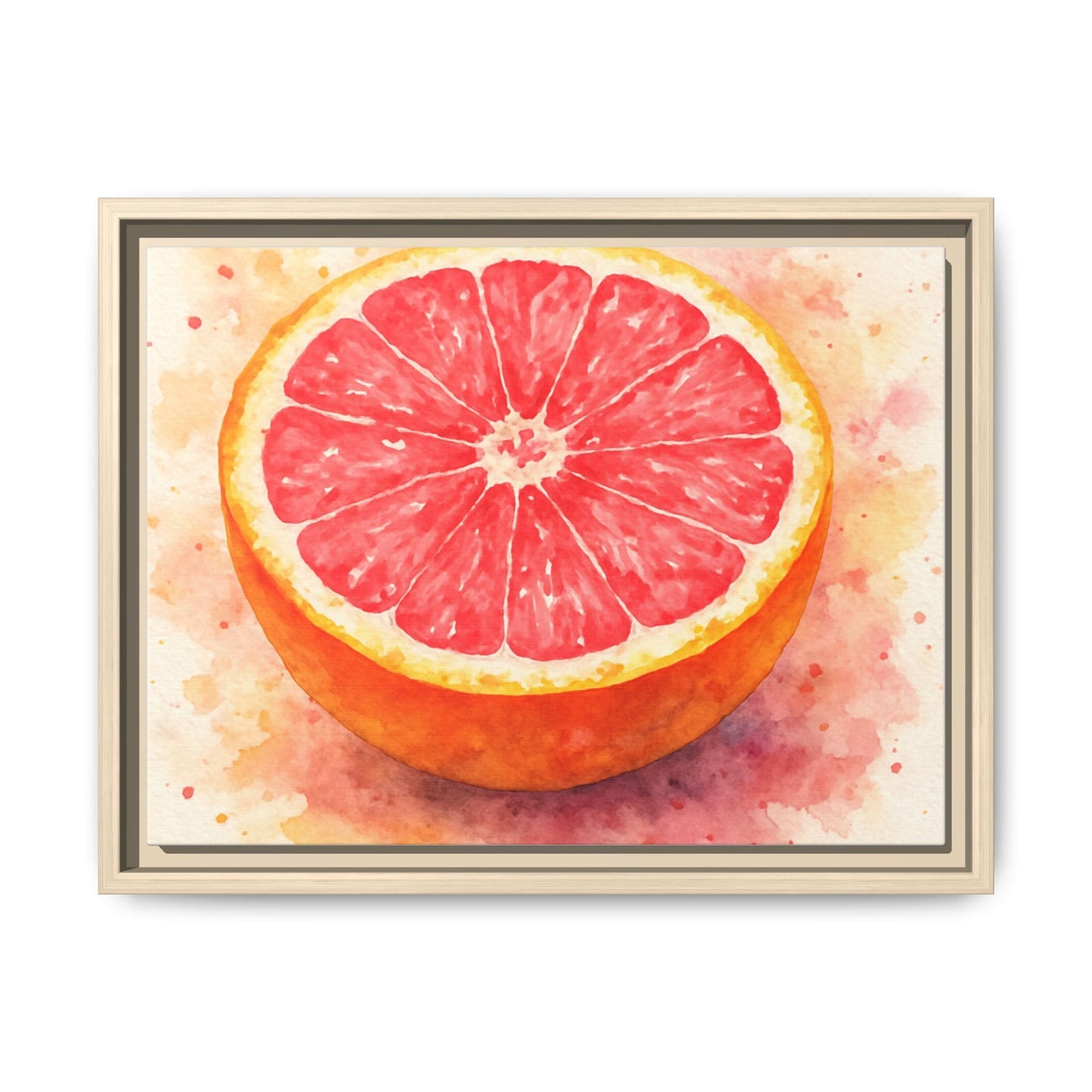 Pink Grapefruit Watercolor Matte Canvas Framed | Fruit Wall Art - The Quiet Edit Studios