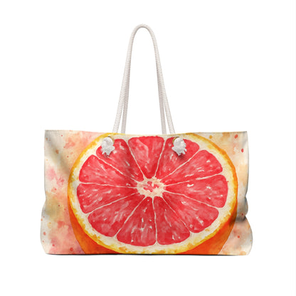 Pink Grapefruit Watercolor Weekender Beach Bag | Summer Tote - Scented Sanctuary - Grand Rising - The Quiet Edit Studios
