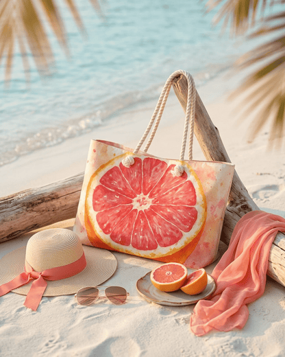 Pink Grapefruit Watercolor Weekender Beach Bag | Summer Tote - Scented Sanctuary - Grand Rising - The Quiet Edit Studios