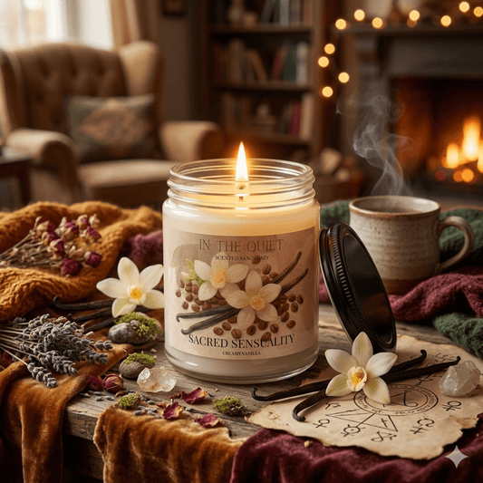 Sacred Sensuality Creamy Vanilla Candle | Warm Luxury Home Decor | Scented Sanctuary - The Quiet Edit Studios