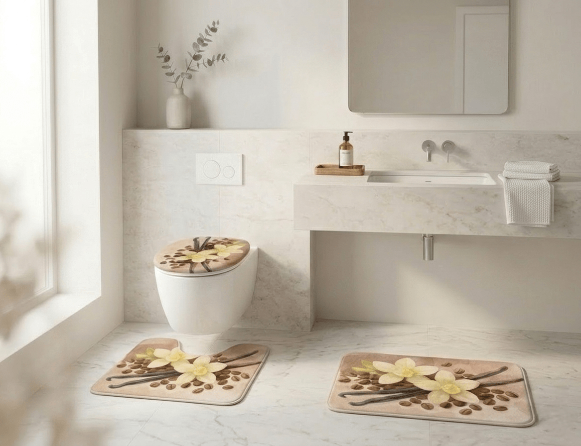 Sacred Sensuality Creamy Vanilla | Three - Piece Watercolor Bathroom Set | Scented Sanctuary - The Quiet Edit Studios