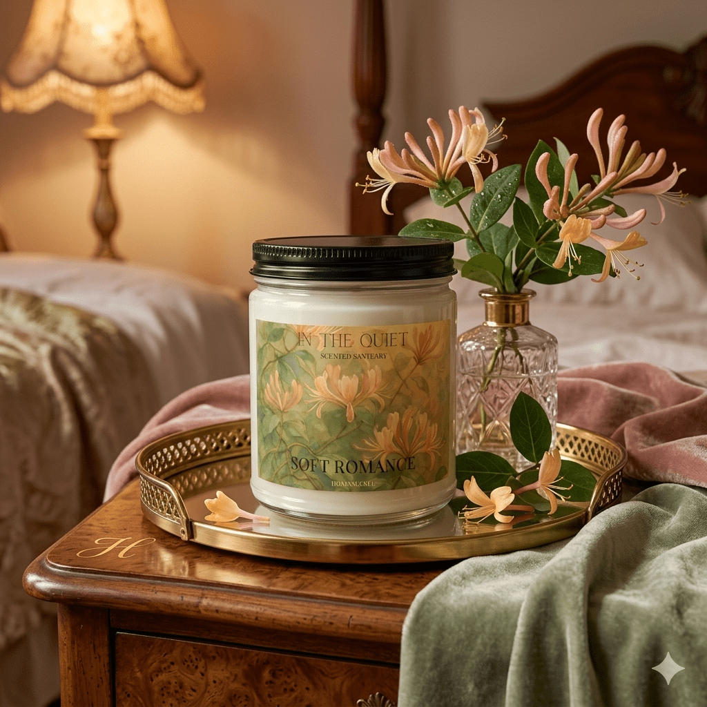 Soft Romance Honeysuckle Candle | Sensual Watercolor Luxury Home Decor | Scented Sanctuary - The Quiet Edit Studios