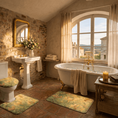 Soft Romance Honeysuckle | Floral Watercolor Bathroom Three - Piece Set | Scented Sanctuary - The Quiet Edit Studios