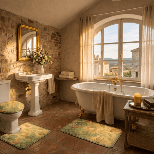 Soft Romance Honeysuckle | Floral Watercolor Bathroom Three - Piece Set | Scented Sanctuary - The Quiet Edit Studios