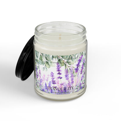 Tranquility Eucalyptus Lavender Candle | Watercolor Calming Home Decor | Scented Sanctuary - The Quiet Edit Studios