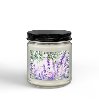 Tranquility Eucalyptus Lavender Candle | Watercolor Calming Home Decor | Scented Sanctuary - The Quiet Edit Studios