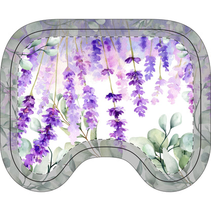 Tranquility Eucalyptus Lavender Watercolor Bathroom Three - Piece Set | Toilet Lid Cover, Contour Rug, Bath Mat | Scented Sanctuary - The Quiet Edit Studios
