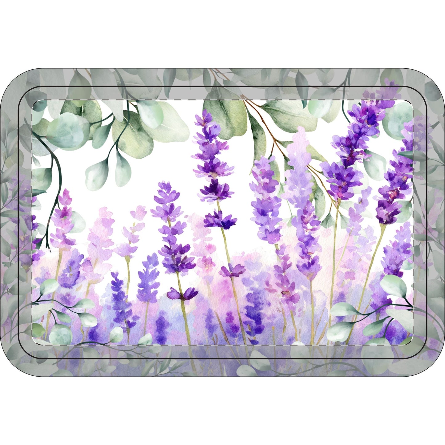 Tranquility Eucalyptus Lavender Watercolor Bathroom Three - Piece Set | Toilet Lid Cover, Contour Rug, Bath Mat | Scented Sanctuary - The Quiet Edit Studios
