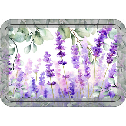 Tranquility Eucalyptus Lavender Watercolor Bathroom Three - Piece Set | Toilet Lid Cover, Contour Rug, Bath Mat | Scented Sanctuary - The Quiet Edit Studios