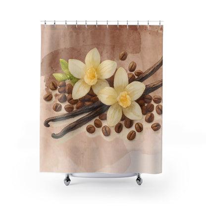 Vanilla Bean Shower Curtain | Floral Botanical Bathroom Decor - The Quiet Edit Studios