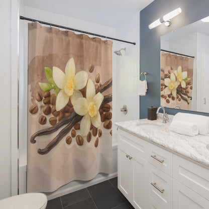Vanilla Bean Shower Curtain | Floral Botanical Bathroom Decor - The Quiet Edit Studios