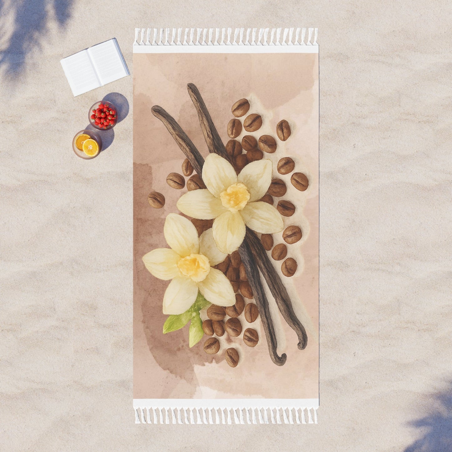 Vanilla Bean Watercolor Floral Beach Towel | Boho Beach Cloth Scented Sanctuary - Sacred Sensuality - The Quiet Edit Studios